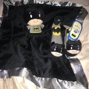 Batman security blanket and matching rattle socks